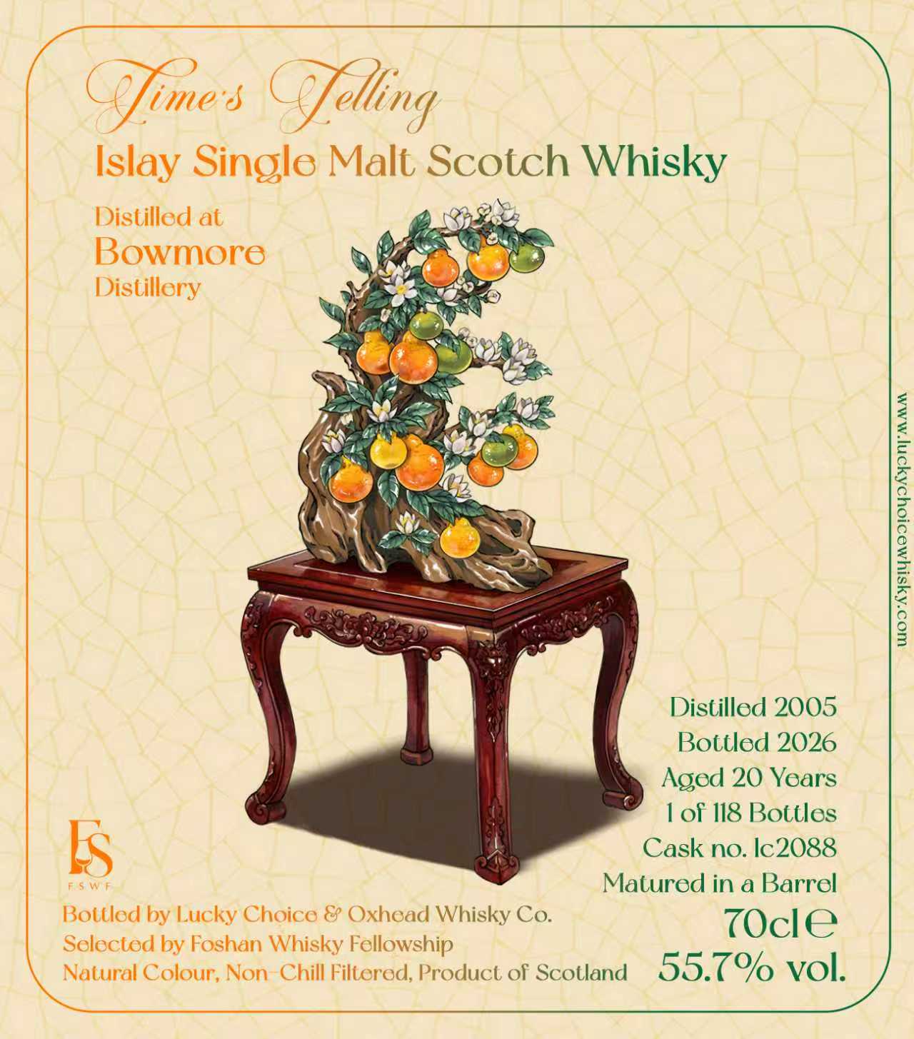 Pre-sale Bowmore 2005, 20yo 55.7% 700ml Time's Telling Series