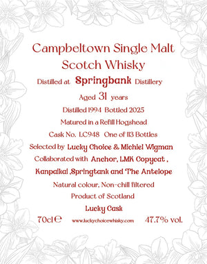 Michiel Wigman 1994 Springbank 31 Year Old Single Cask Single Malt Scotch Whisky