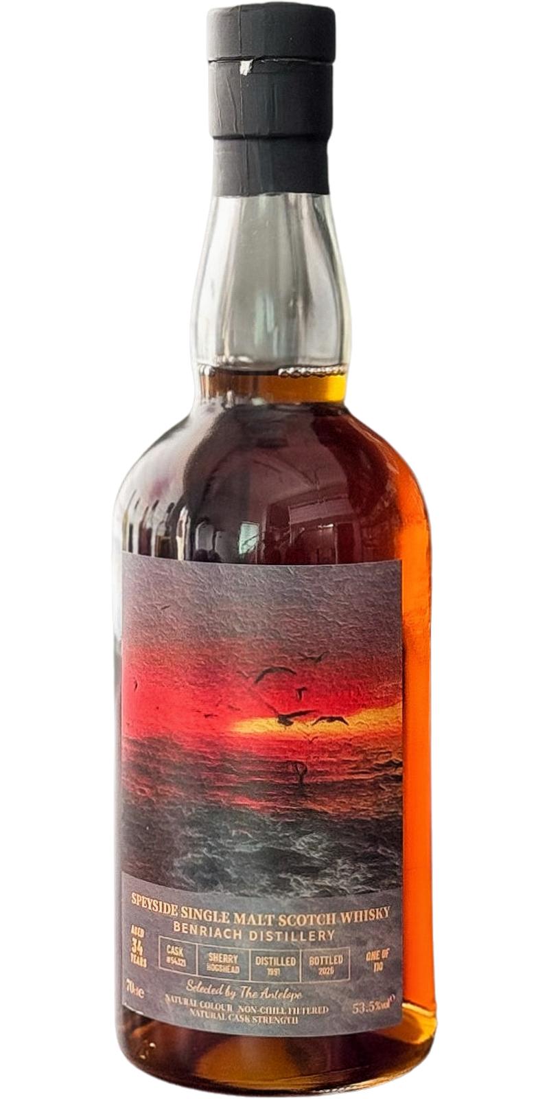 The Antelope 1991 Benriach 34 Year Old Single Cask Single Malt Scotch Whisky