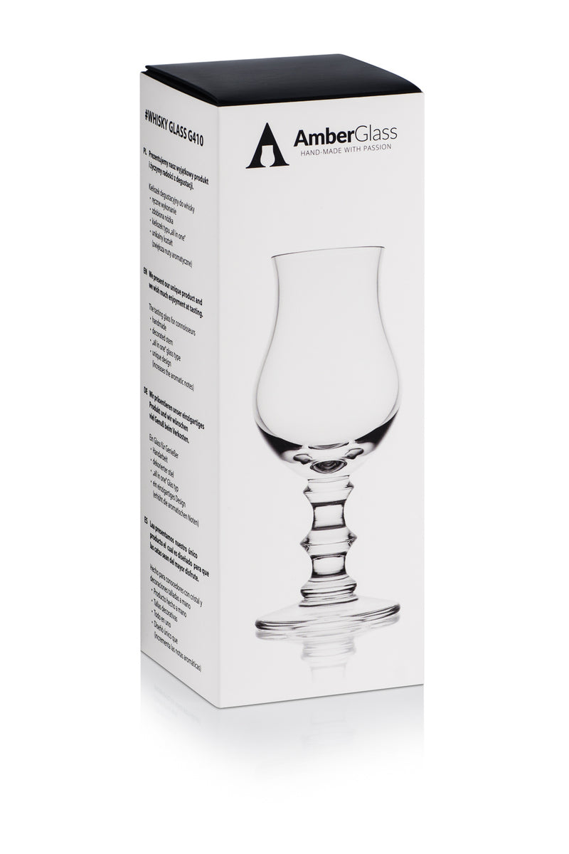 Amber Glass Ribbed Stemmed Crystal Tulip Tasting Glass - G410