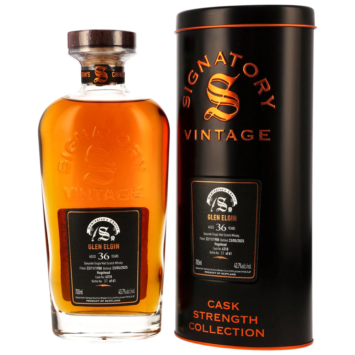 Signatory Vintage 1988 Glen Elgin 36 Year Old Single Cask Single Malt Scotch Whisky