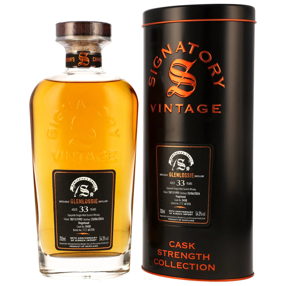 Signatory Vintage 1992 Glenlossie 33 Year Old Single Cask Single Malt Scotch Whisky