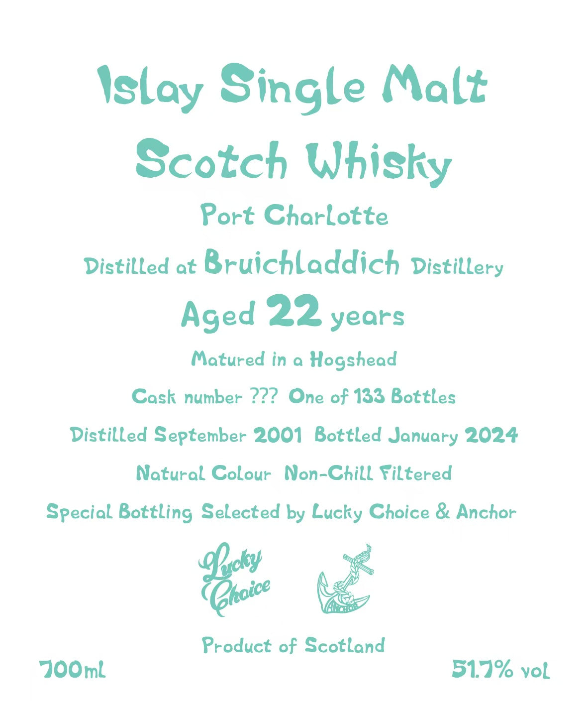 {SAMPLE} Anchor 2001 Port Charlotte 22 Year Old Single Cask Single Malt Scotch Whisky (15mL)